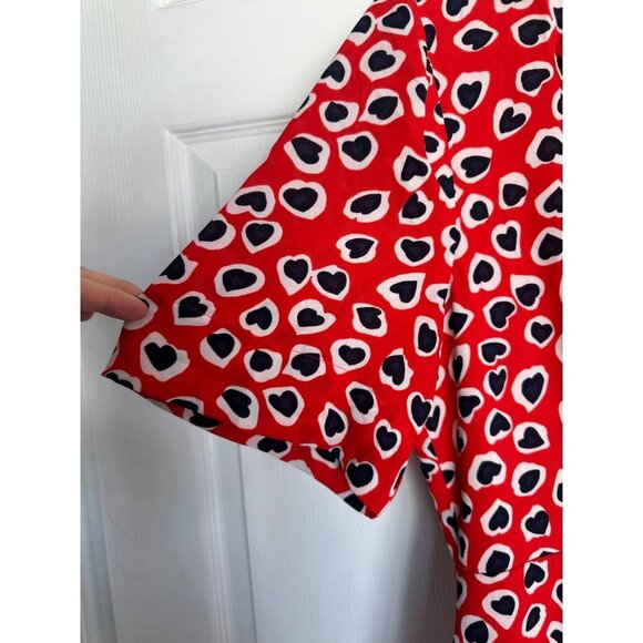 J CREW RED MIDI HEART SHIRT DRESS SZ 12 - Picture 6 of 11